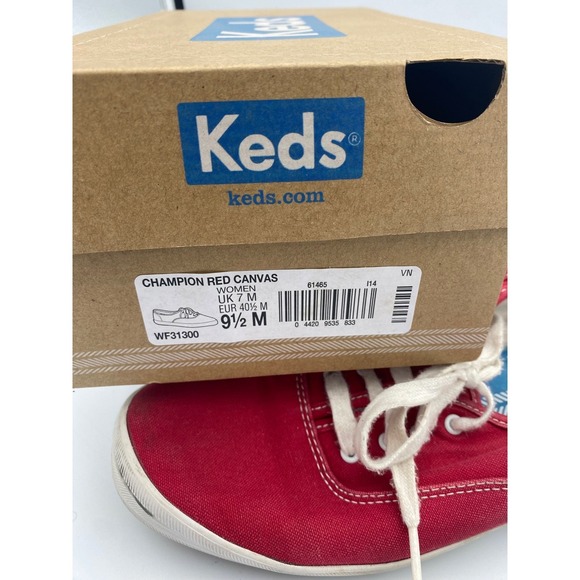 Keds Champion Red Canvas Sneakers Women's Size 9.5M Classic Casual Shoe Preowned - Picture 2 of 5